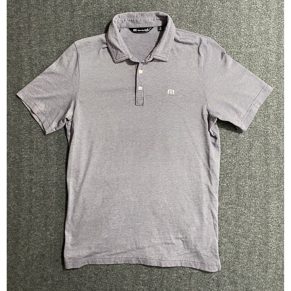 Travis Mathew Polo Shirt Mens Gray Golf Performance Stretch Cotton Blend Size M